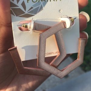 Rose Gold Metal Hexagon Hoops